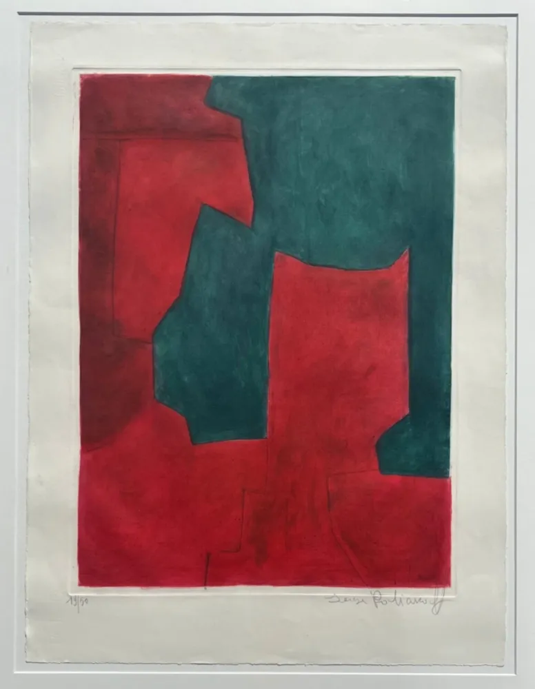 Incisione Poliakoff - Composition Rouge et Verte