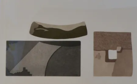 Acquaforte E Acquatinta Pomodoro - Composizione con tre forme in nero