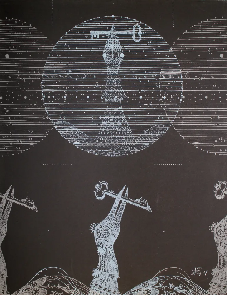 Litografia Ponç - Vögel und Schlüssel (Birds and Key)