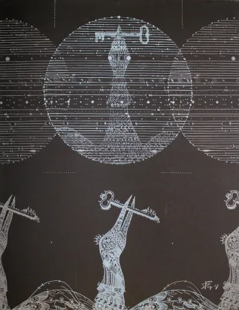 Litografia Ponç - Vögel und Schlüssel (Birds and Key)