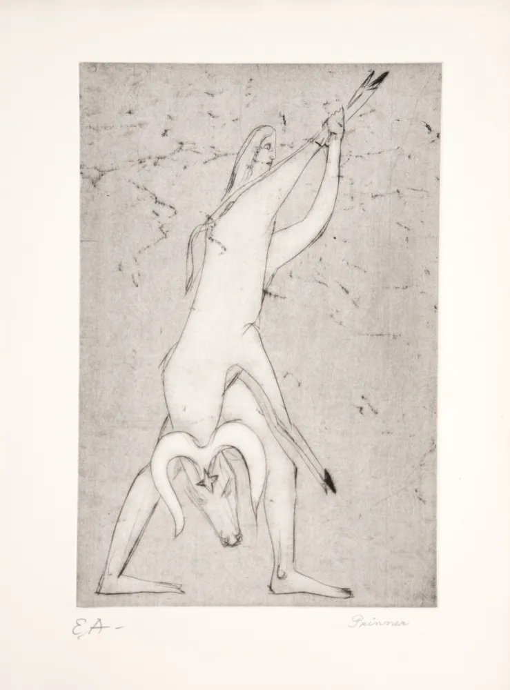 Acquaforte Prinner - Le livre des morts Égyptiens, 1948.