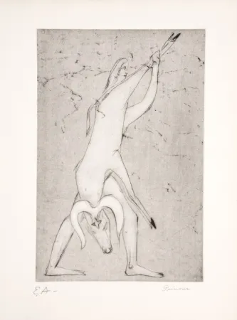 Acquaforte Prinner - Le livre des morts Égyptiens, 1948.