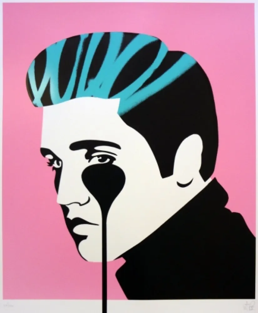 Serigrafia Pure Evil - Pure Elvis - King Creole (pink, black & green)