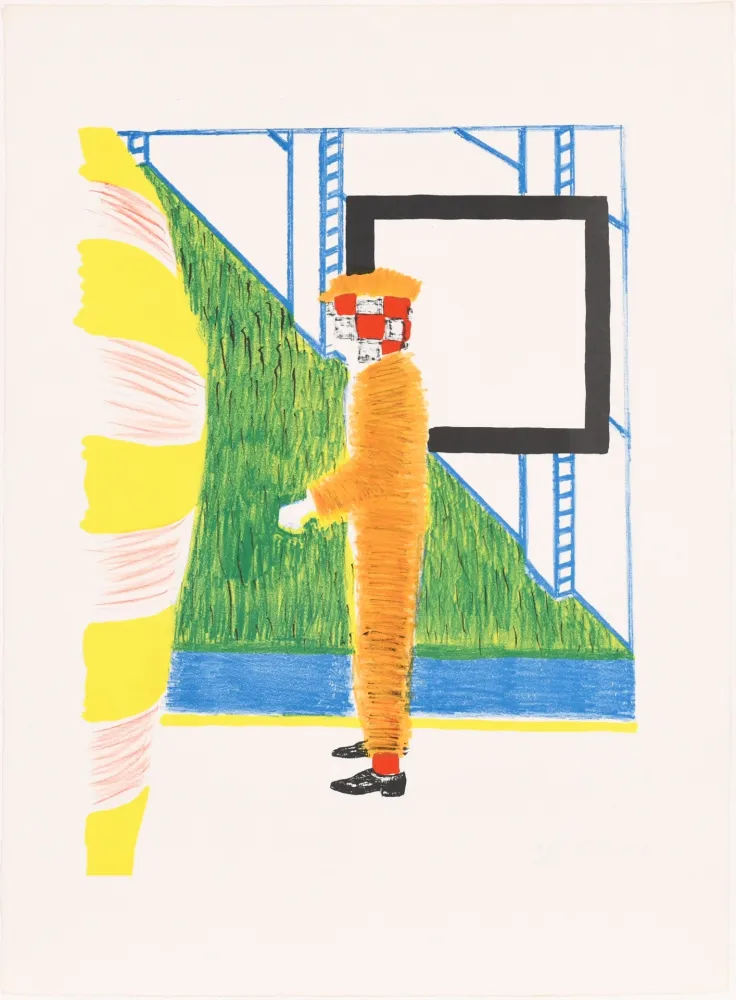 Litografia Raveel - Gesprek in tuin (Conversation in the garden)