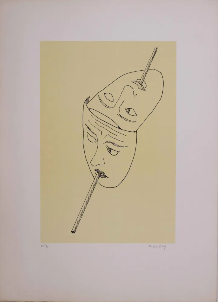 Litografia Ray - Les six masques voyants