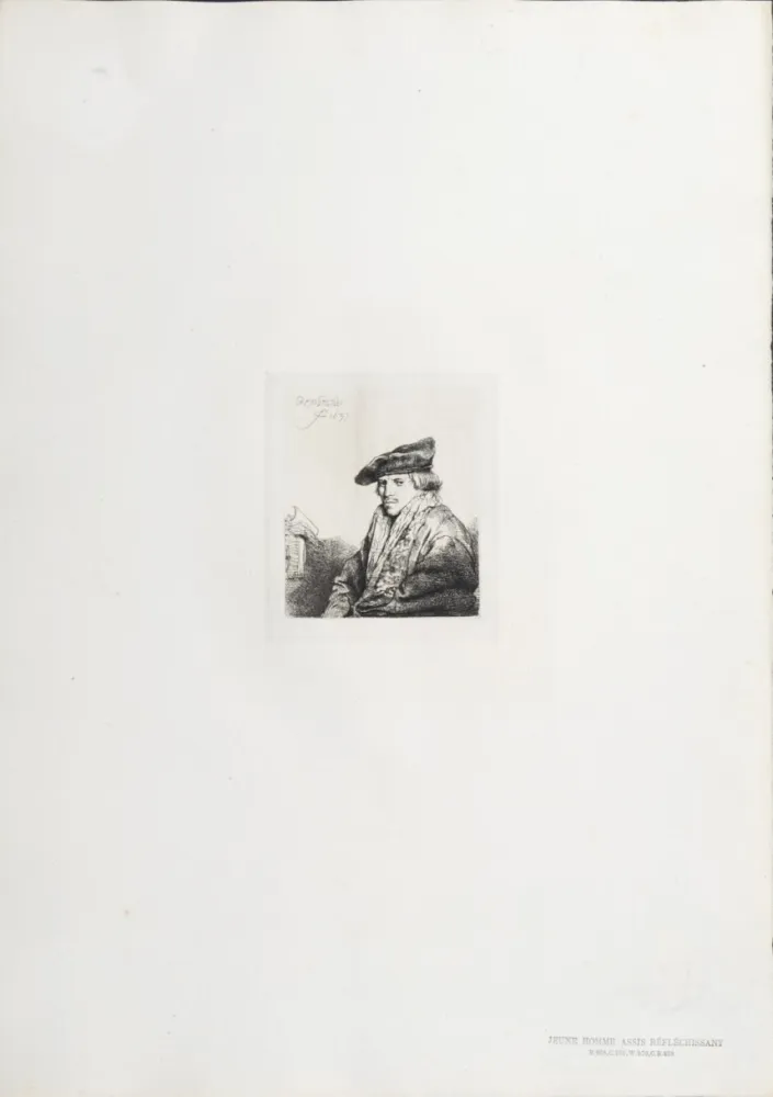 Rotocalcografia Rembrandt - Jeune Homme assis réfléchissant