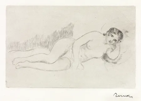 Incisione Renoir - Femme nue couche (tournée a droite) 1ere planche 