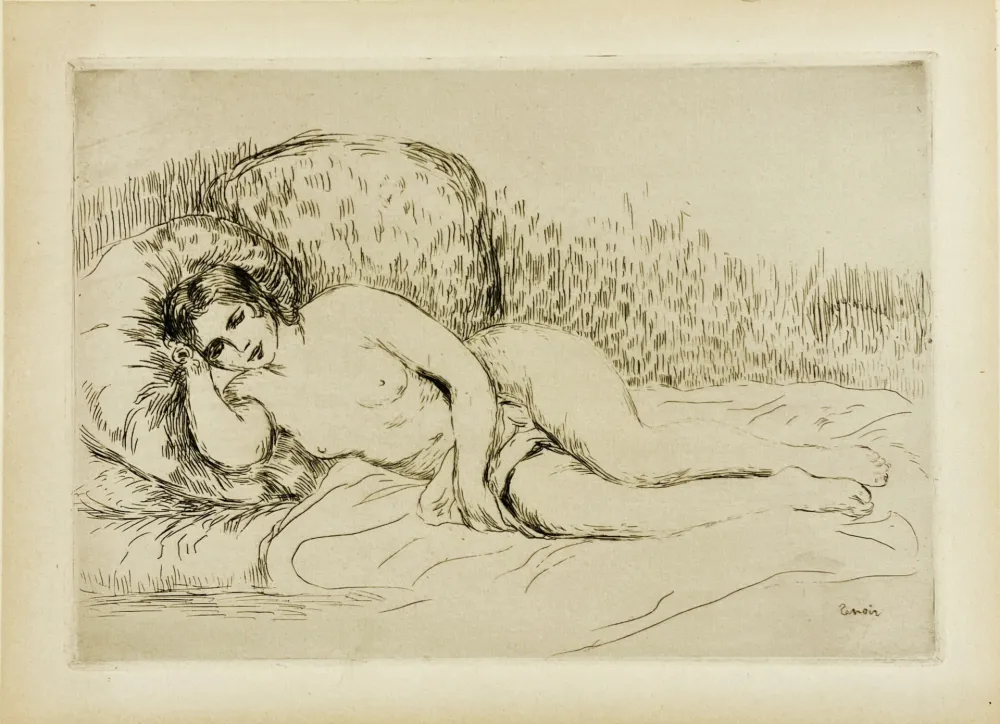 Acquaforte Renoir - Femme nue couchée (tournée à gauche), 1906