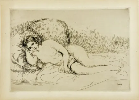 Acquaforte Renoir - Femme nue couchée (tournée à gauche), 1906