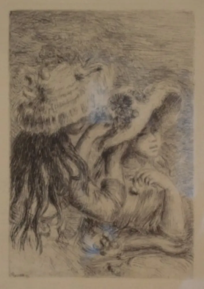 Incisione Renoir - Le Chapeau Épinglé. La Fille de Berthe Morisot et sa Cousine.