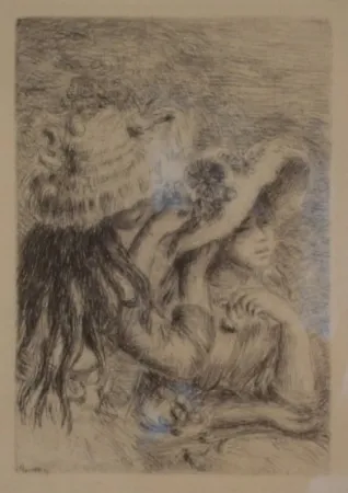 Incisione Renoir - Le Chapeau Épinglé. La Fille de Berthe Morisot et sa Cousine.