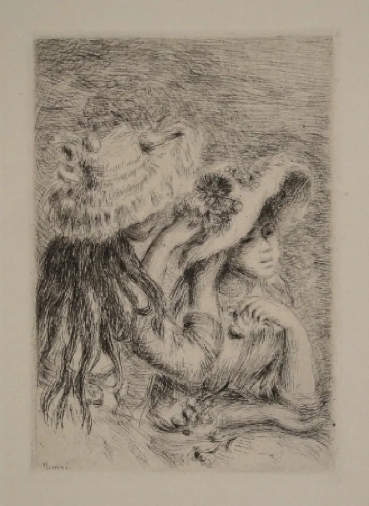 Incisione Renoir - Le Chapeau Épinglé. La Fille de Berthe Morisot et sa Cousine