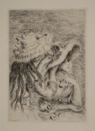 Incisione Renoir - Le Chapeau Épinglé. La Fille de Berthe Morisot et sa Cousine