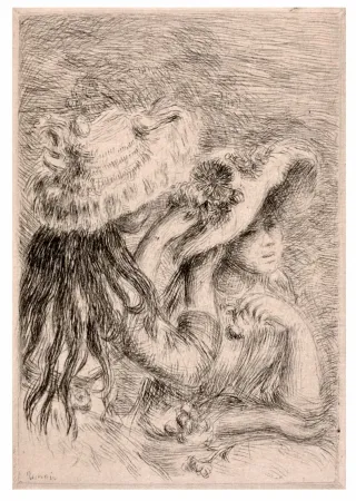 Punta Secca Renoir - LE CHAPEAU ÉPINGLÉ. RENOIR ET SES AMIS. 1/150 JAPON AVEC 2 ÉTATS DE LA POINTE-SÈCHE.