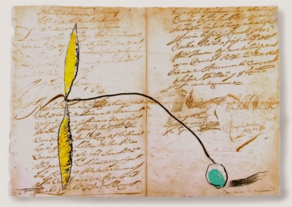 Acquaforte E Acquatinta Riera I Arago - Airplane with Yellow Propeller