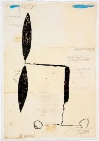 Multiplo Riera I Aragó - Avió hèlix daurada sobre manuscrits 