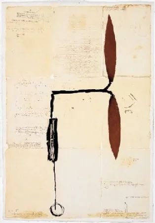 Multiplo Riera I Aragó - Avió hèlix vermella sobre manuscrits