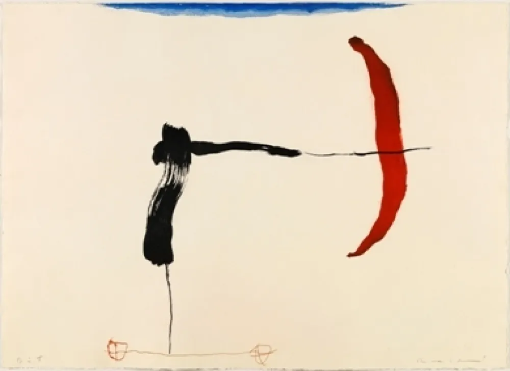 Incisione Riera I Aragó - Avión negro y rojo en ángulo 