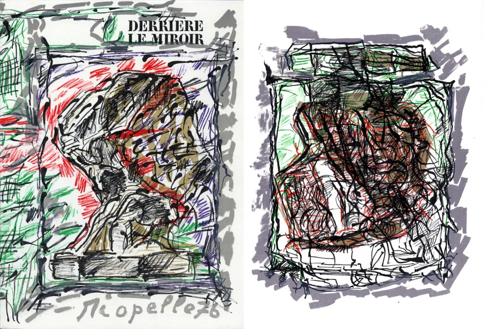 Libro Illustrato Riopelle - Derrière le Miroir n° 218. RIOPELLE. 4 LITHOGRAPHIES ORIGINALES. Mars 1976.