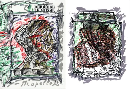 Libro Illustrato Riopelle - Derrière le Miroir n° 218. RIOPELLE. 4 LITHOGRAPHIES ORIGINALES. Mars 1976.