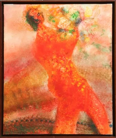 Litografia Ripolles - Untitled - Figure with Flowers