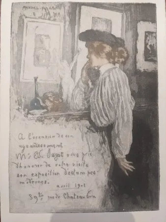 Acquatinta Robbe - Untitled (Invitation to an exhibition)