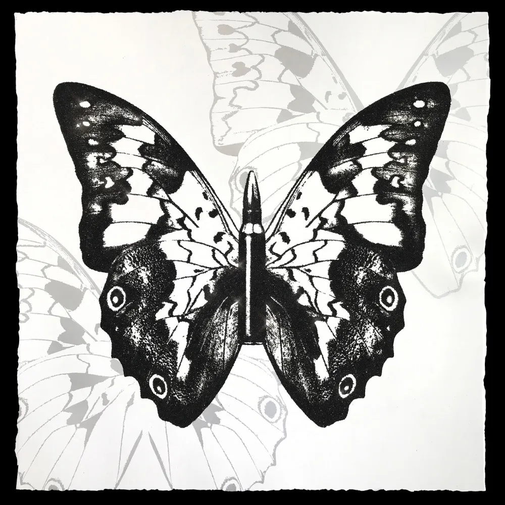 Serigrafia Robierb - Black Butterfly on White