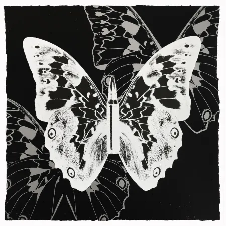 Serigrafia Robierb - White Butterfly on Black