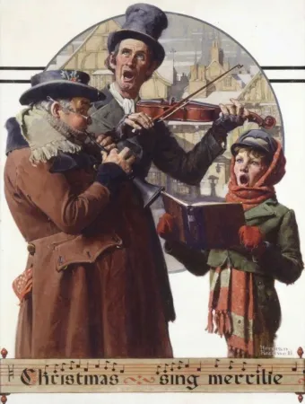 Litografia Rockwell  - Christmas Trio/Christmas Sing Merrille