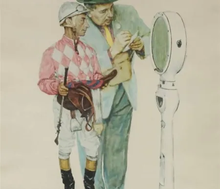 Litografia Rockwell  - Jockey Weighing In