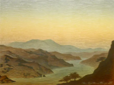 Litografia Rodrigo - E come arivi grandi si convenne ver lo fiumerea