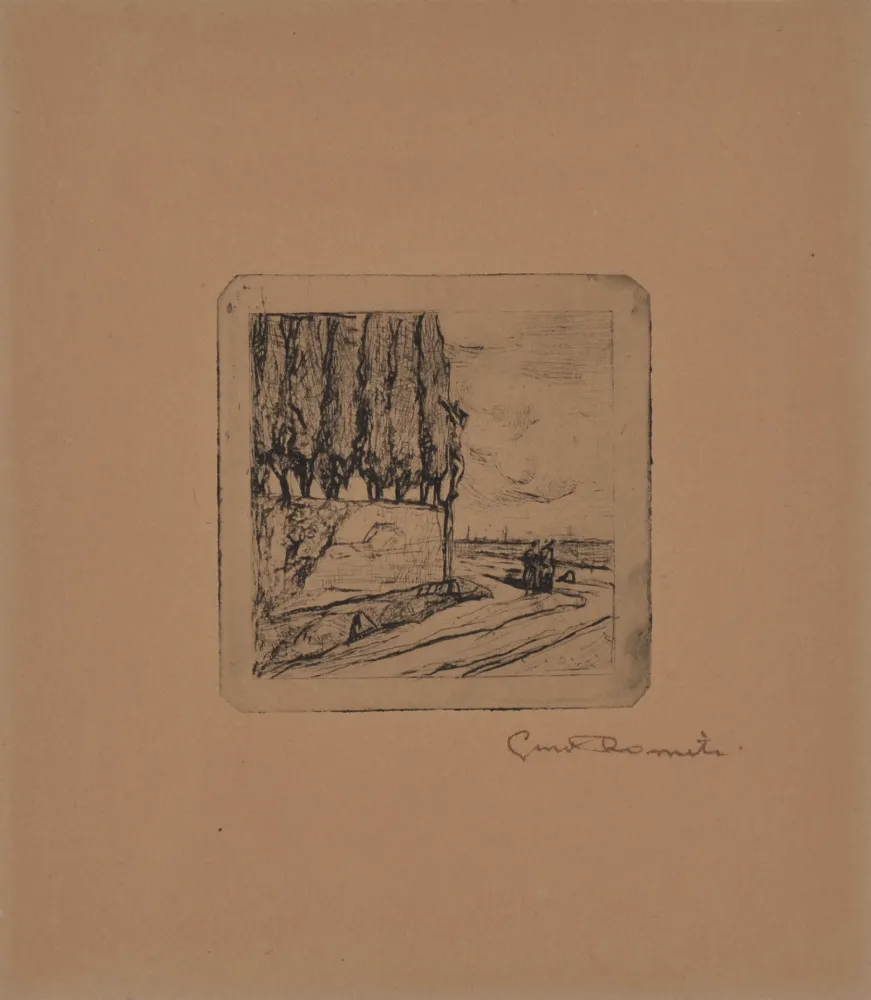 Acquaforte Romiti - LANDSCAPE WITH CRUCIFIX