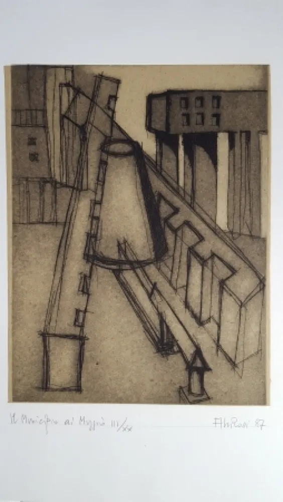 Acquaforte E Acquatinta Rossi - Il municipio di Muggiò