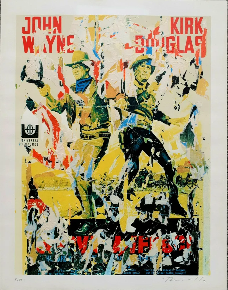 Serigrafia Rotella - John Wayne - Kirk Douglas