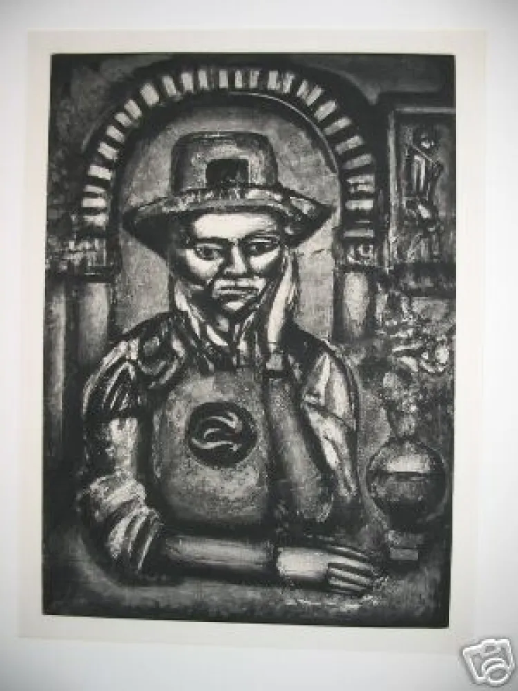 Acquatinta Rouault - Chinois inventa, dit-on, la poudre a canon, nous en fit don.