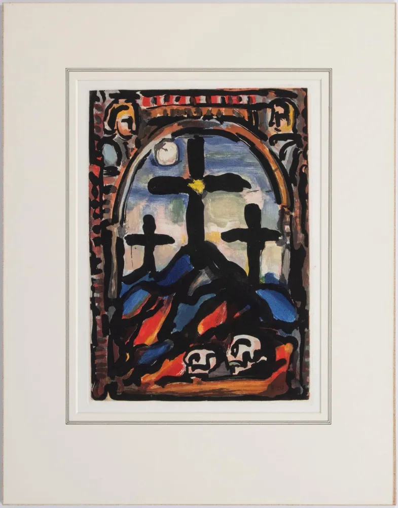 Acquatinta Rouault - Les tres croix
