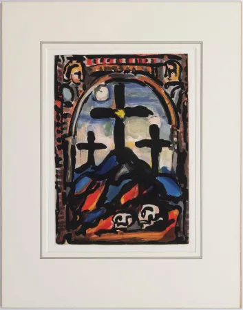 Acquatinta Rouault - Les tres croix