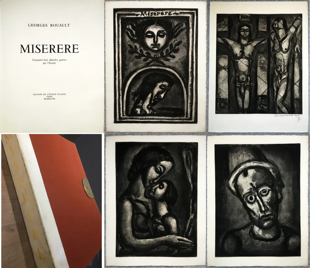 Libro Illustrato Rouault - MISERERE. 58 gravures. La suite complète de l'œuvre capitale de Rouault. Éditions de l’étoile filante, 1948