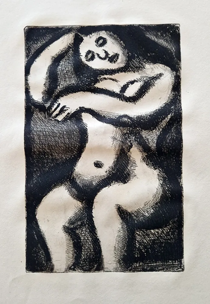 Acquatinta Rouault - Nu assis