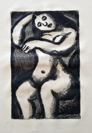 Acquatinta Rouault - Nu assis