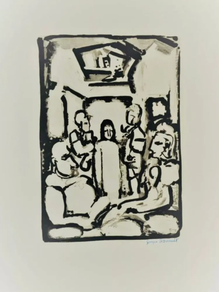 Acquaforte E Acquatinta Rouault - Passion W.345 Christ Et Les Exegetes