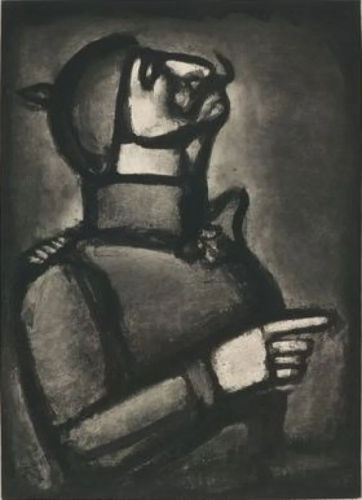 Acquatinta Rouault - Plus le coeur est noble, moins le col est roide