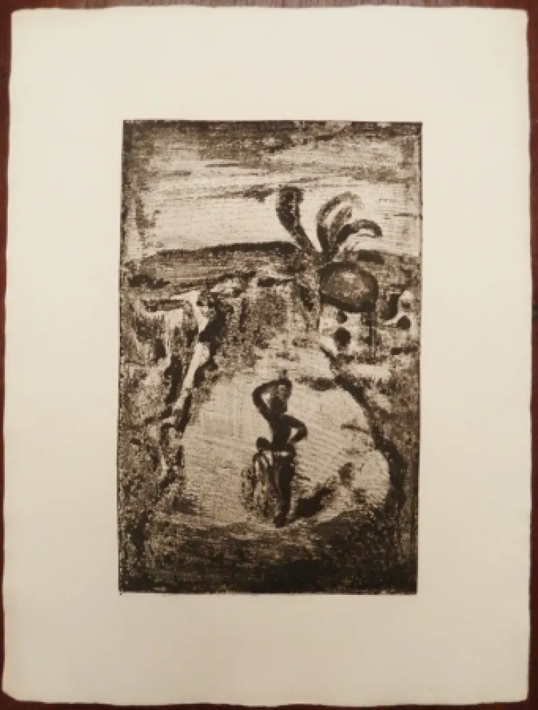 Incisione Su Legno Rouault - Village en Jamaïque
