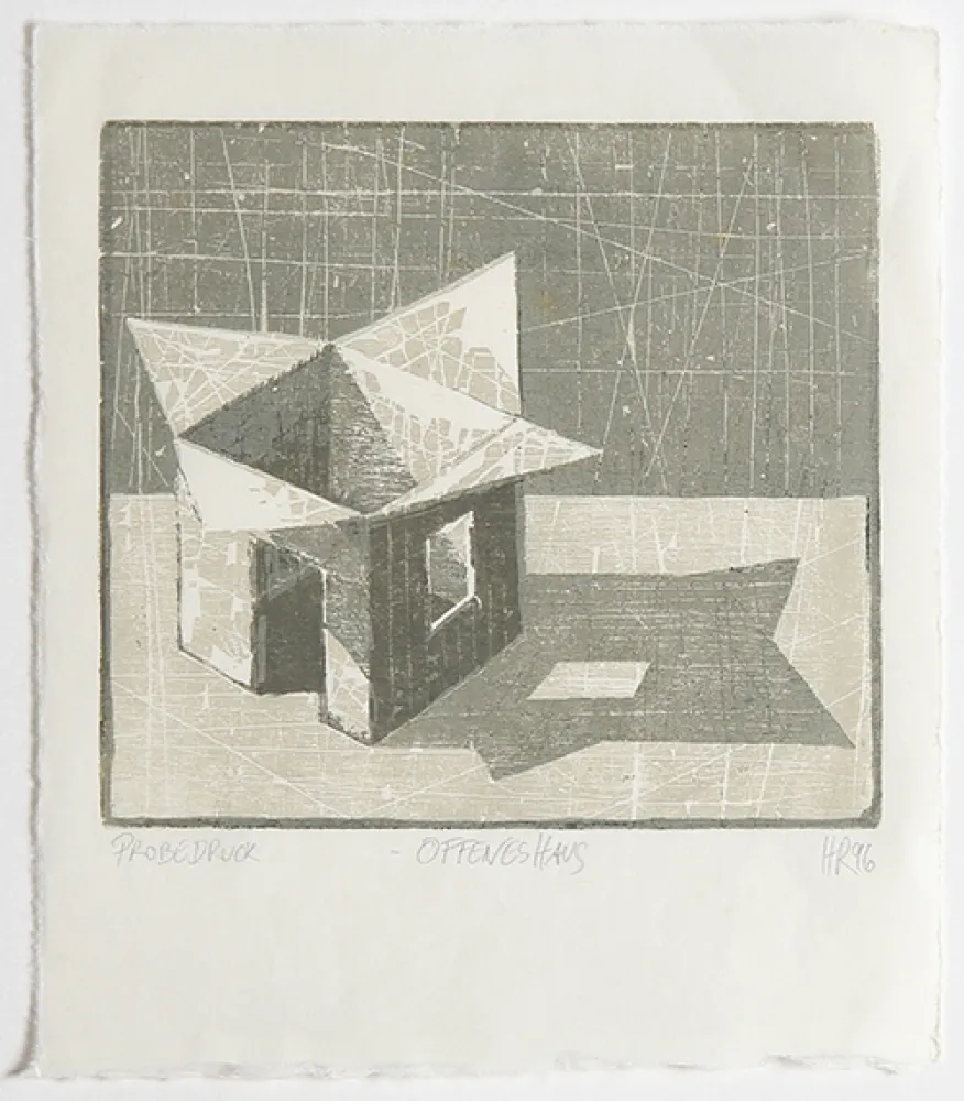 Incisione Su Legno Rüngeler - Offenes Haus