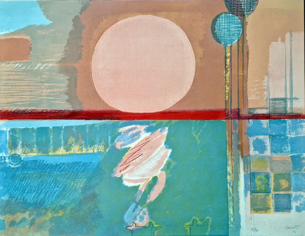 Litografia Saetti - Vaporetto sotto il sole