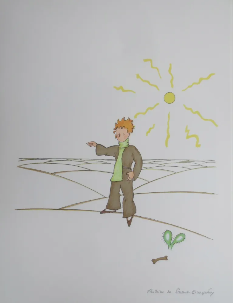 Litografia Saint-Exupéry - Le petit prince dans le désert
