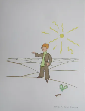 Litografia Saint-Exupéry - Le petit prince dans le désert