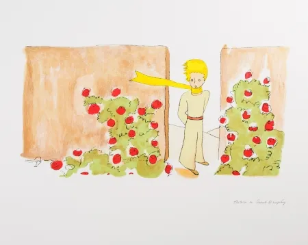Litografia Saint-Exupéry - Le Petit Prince dans le jardin des roses