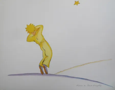 Litografia Saint-Exupéry - Le petit prince et l étoile