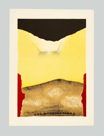 Litografia Santomaso - Rosso agli angoli